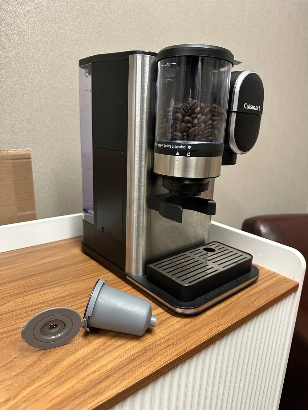 Cuisinart Black and Silver Single-Serve Espresso Maker with Grinder